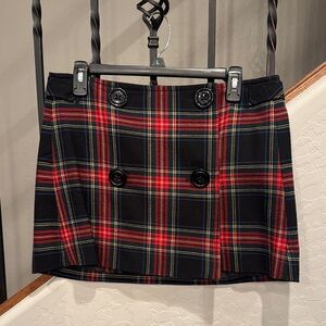 GAP Red and Black Plaid Mini Skirt